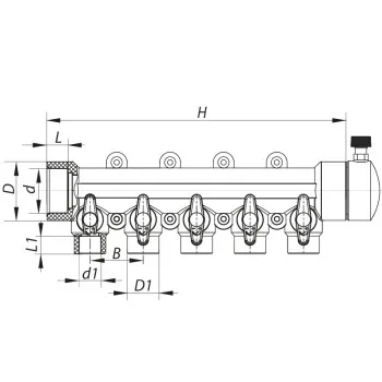 Коллектор теплого пола 5 контура (40x20) PPR Koer K0172.PRO (KP0222)