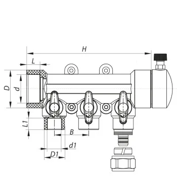 Коллектор теплого пола 3 контура PPR Koer K0191.PRO (KP2556)
