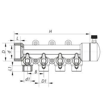 Коллектор теплого пола 4 контура (40x20) PPR Koer K0171.PRO (KP0221)