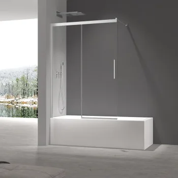 Шторки скляні на ванну розсувні KOER SR BS06-120x150-TR-01 прозоре скло EASY CLEAN 6мм хром (KR5945)