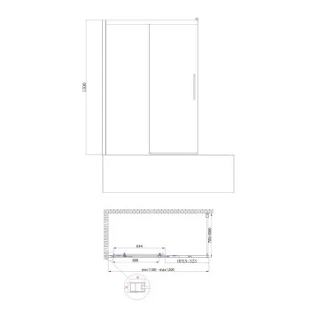 Шторки скляні на ванну розсувні KOER SR BS06-120x150-TR-01 прозоре скло EASY CLEAN 6мм хром (KR5945)