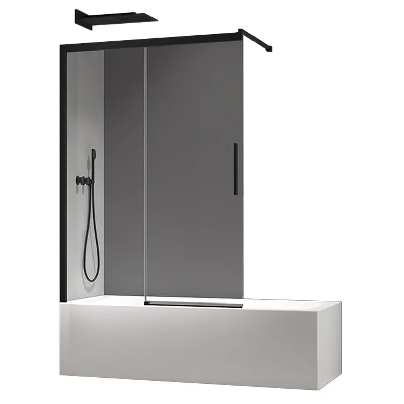 Шторки скляні на ванну розсувні KOER SR BS06-120x150-TR-07 прозоре скло EASY CLEAN 6мм графіт (KR5947)