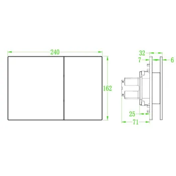 Панель смыва KOER KT-0610-12 240x160x32mm пластиковая, кнопка квадратная (цвет матовое золото) (KR6137)
