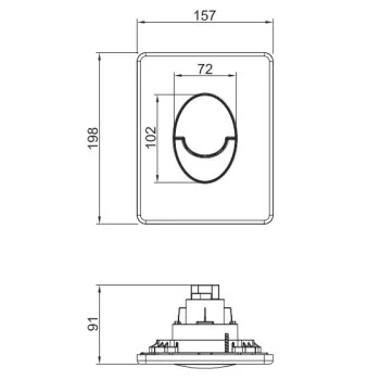 Панель смыва KOER KT-0606-05 157x198x3mm пластиковая, кнопка округленная (цвет черный матовый) (KR5343)