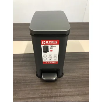 Відро для сміття з плавним закриттям прямокутне KOER TC-010108-07 8 л (колір графіт) (KR5591)