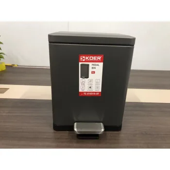 Відро для сміття з плавним закриттям прямокутне KOER TC-010315-07 15 л (колір графіт) (KR5604)
