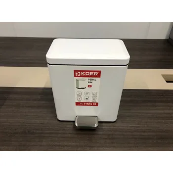 Відро для сміття з плавним закриттям прямокутне KOER TC-010306-08 6 л (колір білий) (KR5601)