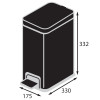 Відро для сміття з плавним закриттям прямокутне KOER TC-010108-05 8 л (колір чорний) (KR5593)