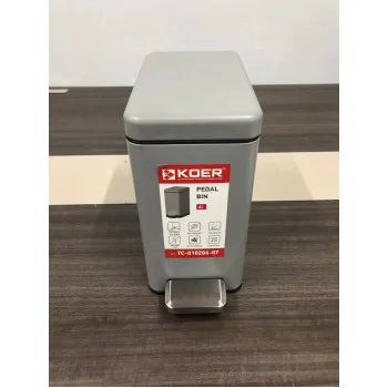 Відро для сміття з плавним закриттям прямокутне KOER TC-010206-07 6 л (колір сірий) (KR5596)
