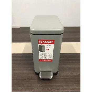 Відро для сміття з плавним закриттям прямокутне KOER TC-010210-07 10 л (колір сірий) (KR5599)