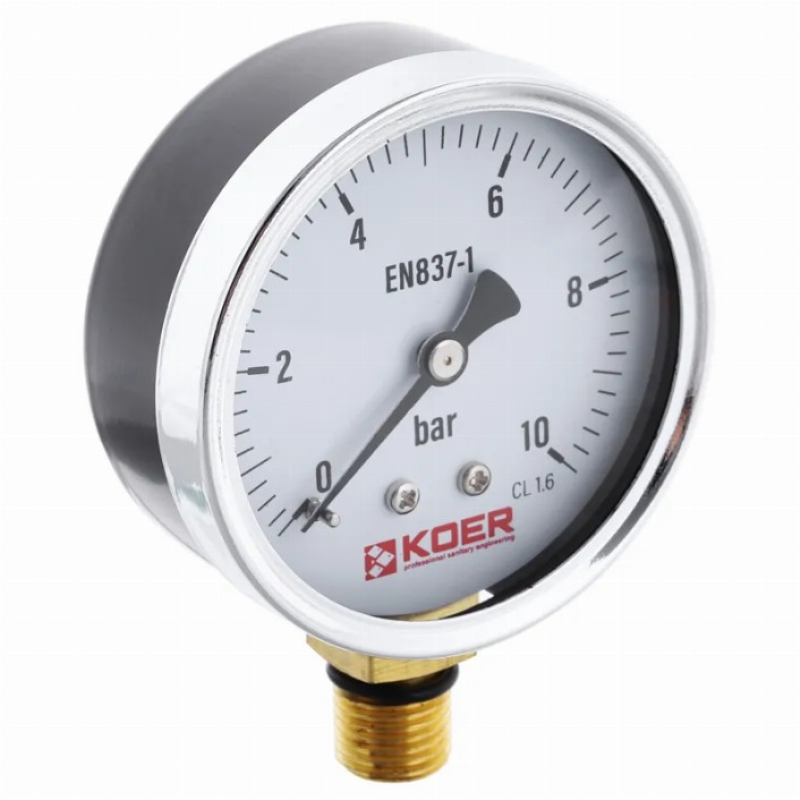 Манометр радиальный KOER KM.610R D 63мм (0-10 bar) 1/4'' (KR2902)