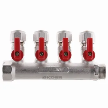 Коллектор с шаровыми кранами и фитингом Koer KR.1125-4 - 3/4”x4 Ways (KR2837)