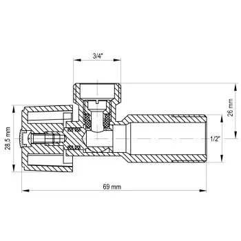 Кран для підключення сантехприладів Koer 1/2x3/4 (KR.511) (KR0102)