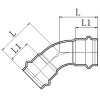 Коліно 45° дворозтрубне KOER KQ.B28-2 PRESS-INOX AISI 304 28x28 (KR6435)