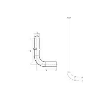 Трубка Г-подібна для приєднання радіатора Koer KA.D16-500 - 16(2.2mm) x 15-500mm (KR4904)