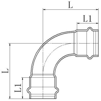Коліно 90° дворозтрубне KOER KQ.L15-2 PRESS-INOX AISI 304 15x15 (KR6399)