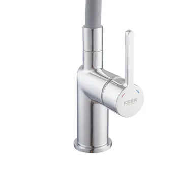 Смеситель для кухни KOER KB-70029-01 (Цвет хром+силиконовый излив серый) (KR5486)