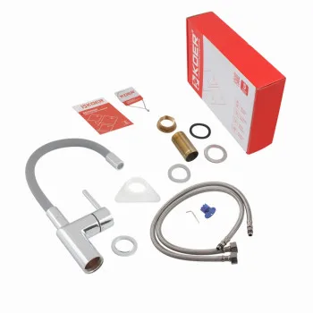 Смеситель для кухни KOER KB-70029-01 (Цвет хром+силиконовый излив серый) (KR5486)