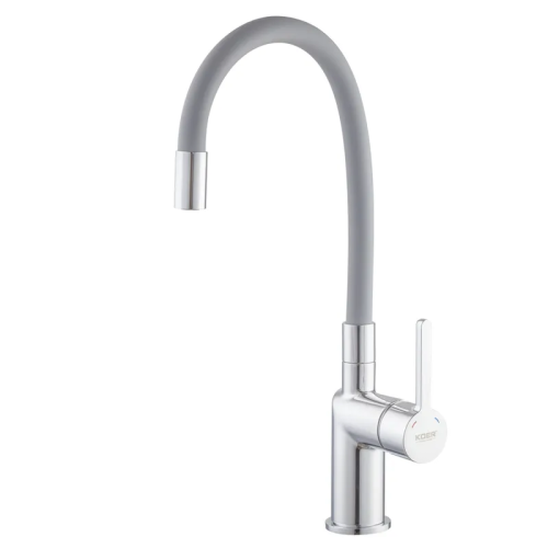 Смеситель для кухни KOER KB-70029-01 (Цвет хром+силиконовый излив серый) (KR5486)