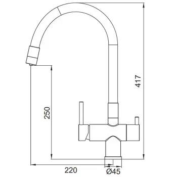 Смеситель для кухни с выходом для питьевой воды KOER KB-72002-07 (Цвет графит+силиконовый излив черный) (KR5003)