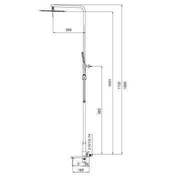 Душевая колонна со смесителем KOER KB-56010-05, 3 функции (Цвет черный) (KR3495)