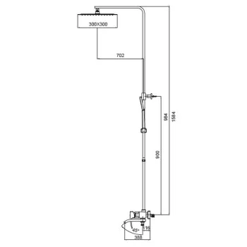 Душевая колонна со смесителем KOER KB-56007-04, 3 функции (Цвет хром+белый) (KR5159)
