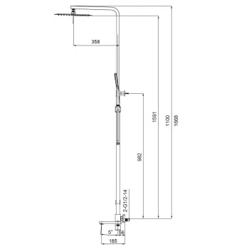 Душова колона зі змішувачем KOER KB-56010-01, 3 функції (Колір хром) (KR3494)