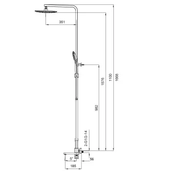 Душова колона зі змішувачем KOER KB-56009-01, 3 функції (Колір хром) (KR3506)