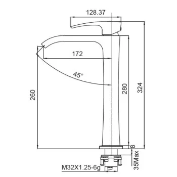 Смеситель для умывальника высокий KOER KB-13007-07 (Цвет графит) (KR5154)