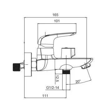 Змішувач для ванни з коротким виливом KOER KB-40008-01 (Колір хром) (KR3472)