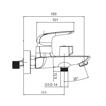 Змішувач для ванни з коротким виливом KOER KB-40008-05 (Колір чорний) (KR3473)