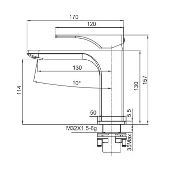 Смеситель для умывальника KOER KB-10010-01 (Цвет хром) (KR3478)