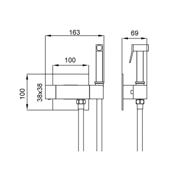 Смеситель для гигиенического душа встроенный KOER KB-24038-01 (Цвет хром) (KR5964)