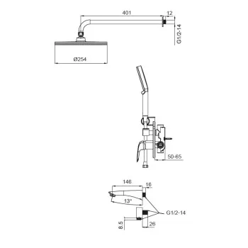 Душевая система встроенная KOER KB-64008-05, 3 функции (Цвет черный) (KR3477)