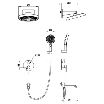 Душова система вбудована KOER KB-66029-01, 3 функції (Колір хром) (KR5483)