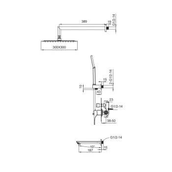 Душевая система встроенная KOER KB-64010-01, 3 функции (Цвет хром) (KR3492)