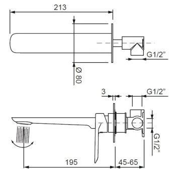 Змішувач для умивальника вбудований KOER KB-16028-01 (Колір хром) (KR5297)