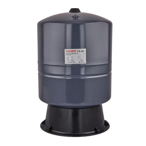 Гідроакумулятор вертикальний KOER ETK-60V, 60л (фіксована мембрана BUTYL), безфланцевий (KB0017)