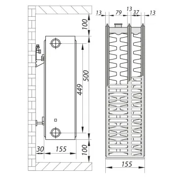 Стальной радиатор KOER 33x500x1500S (4160 Вт, 63,05 кг, боковое подключение) (RAD127)