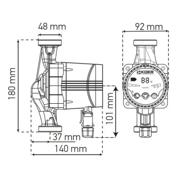 Насос циркуляційний енергозб. Koer KP.N25 / 6-180 (KP0247)