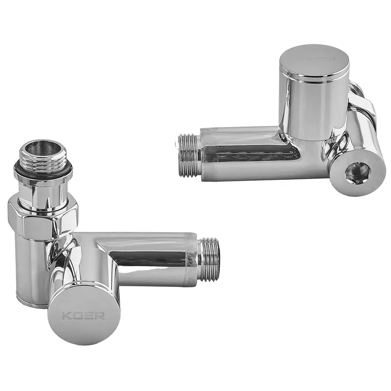 Комплект кранов для полотенцесушителя угловой M1/2''xM1/2'' под ТЭН хромированный KOER KR.SET.551 (KR5841)
