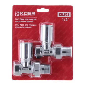 Кран для рушникосушки прямий Koer KR.532 - 1/2