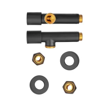 Комплект кранів рушникосушарки кутовий M1/2''xM1/2'' подовжений KOER KR.SET.535 BLACK (KR5844)