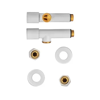 Комплект кранів рушникосушарки кутовий M1/2''xM1/2'' подовжений KOER KR.SET.534 WHITE (KR5843)