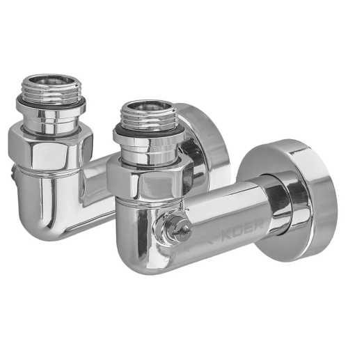 Комплект кранів рушникосушарки кутовий M1/2''xM1/2'' запірний хромований KOER KR.SET.550 (KR5840)