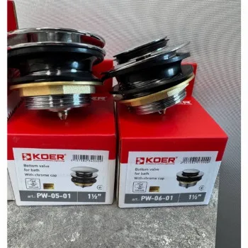 Донний клапан для ванни KOER PW-05-01 автоматичний (Click-Clack) (Колір хром) 1 1/2'' (KR3406)