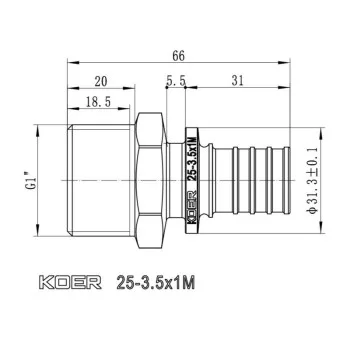 Переходник с НР Koer KA.A10M-25 - 25(3.5mm) x 1