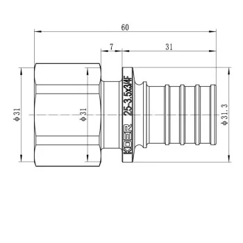 Перехідник з ВР Koer KA.A08F-25 - 25(3.5mm) x 3/4
