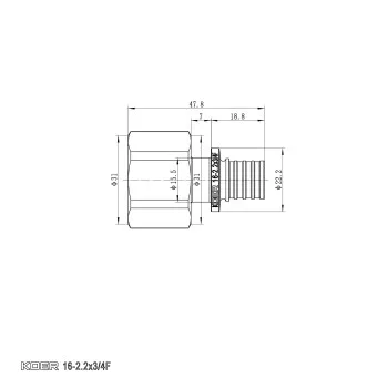 Переходник с ВР Koer KA.A08F-16 - 16(2.2mm) x 3/4