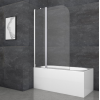Шторки стеклянные на ванну распашные KOER SR BS03-95x140-TR-01 прозрачное стекло 6мм хром (KR5402)